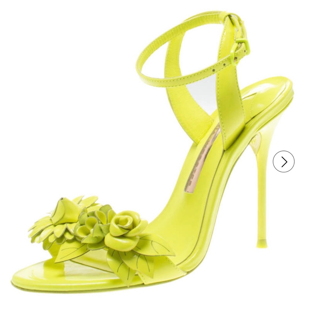 Sophia Webster Neon Green Leather Lilico Floral Ankle Wrap Sandals Size 35.5 5.5